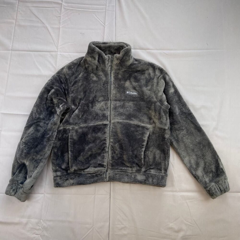 Columbia Men's M Gray Full Zip Fleece Jacket Stand Collar Polyester 100 Mottled